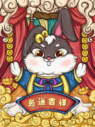 兔送吉祥 兔送吉祥海报 兔年海报 兔年促销海报 福兔迎春