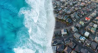 海浪 城市街道 创意背景