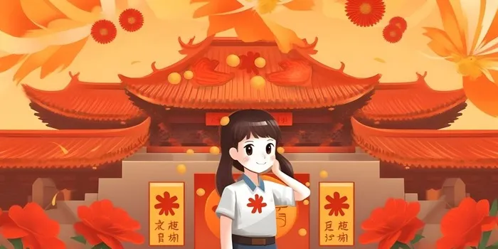 学生中国红祖国繁花背景(3600x1800)