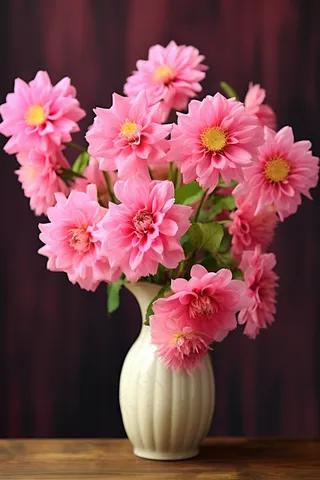 花瓶粉红菊花花束摄影图