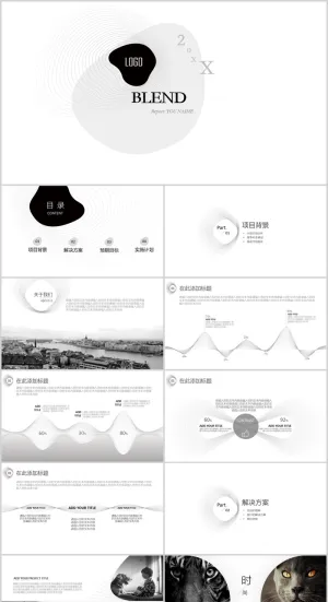 高端简洁风格项目计划书PPT模板预览图