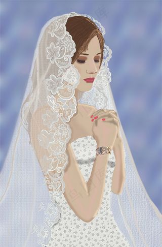 长发漫画美女婚纱图片
