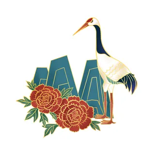 中国风国潮仙鹤山水插画手绘元素场景PSD设计素材