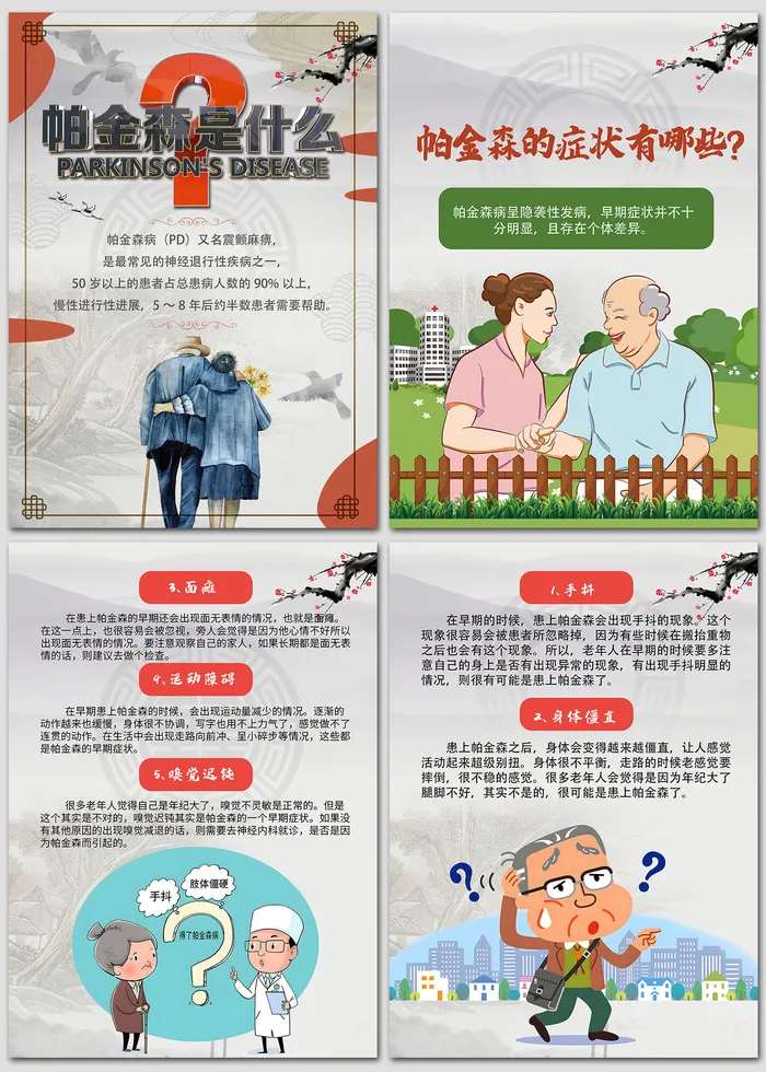 帕金森的症状及医疗知识海报psd模版下载