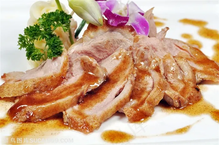 蜜汁烤鸭胸美食摄影图片中华美食