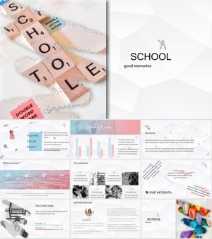 淡雅灰低三角形背景校园风教学工作总结报告ppt模板预览图