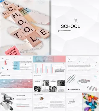 淡雅灰低三角形背景校园风教学工作总结报告ppt模板