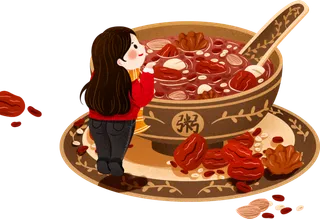 腊八元素-卡通腊八节腊八粥艺术字体八宝粥PNG免扣腊八海报装饰插画PNG素材