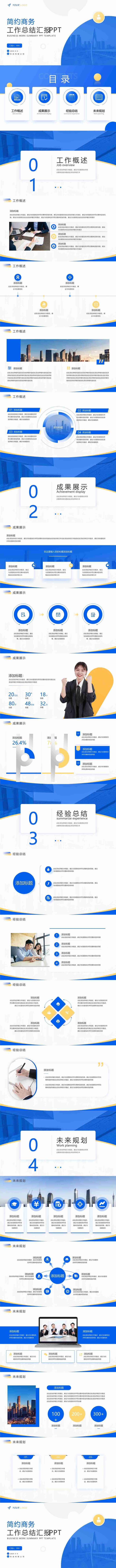 简约工作总结汇报PPT模板