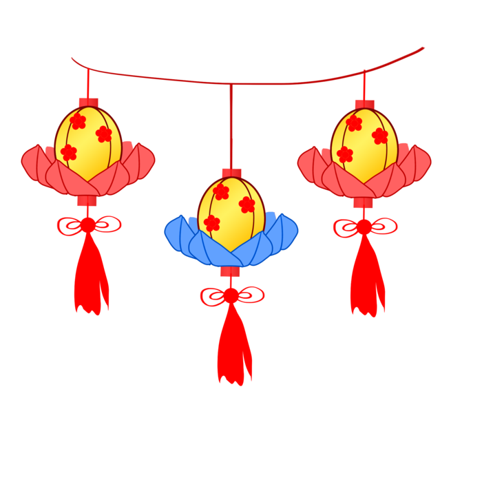 卡通手绘灯笼中秋节元宵节花灯新年海报元素PNG免扣PS素材