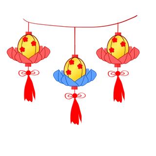 卡通手绘灯笼中秋节元宵节花灯新年海报元素PNG免扣PS素材