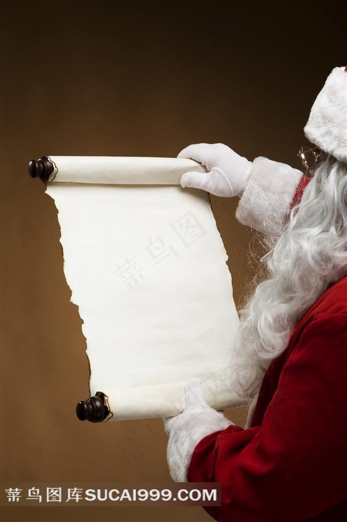 高清手拿画轴的圣诞老人