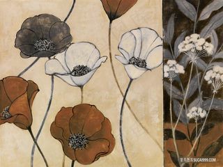 唯美花卉喇叭花复古插画