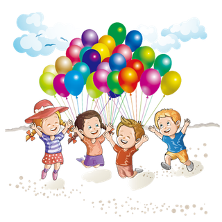 孩子气球卡通