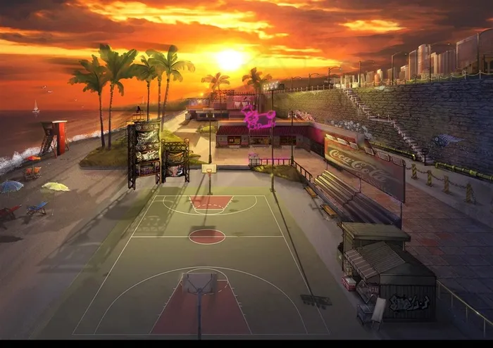 俯视篮球场原画