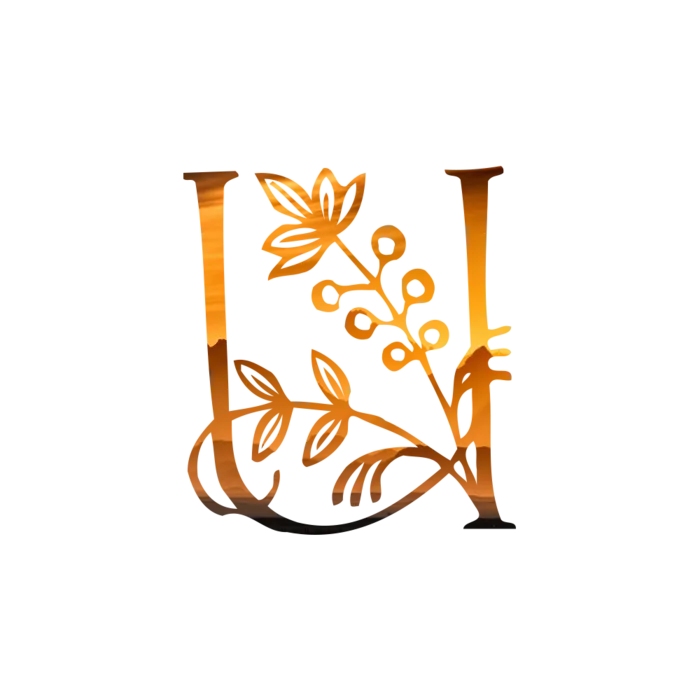 字母U金黄色插画海报