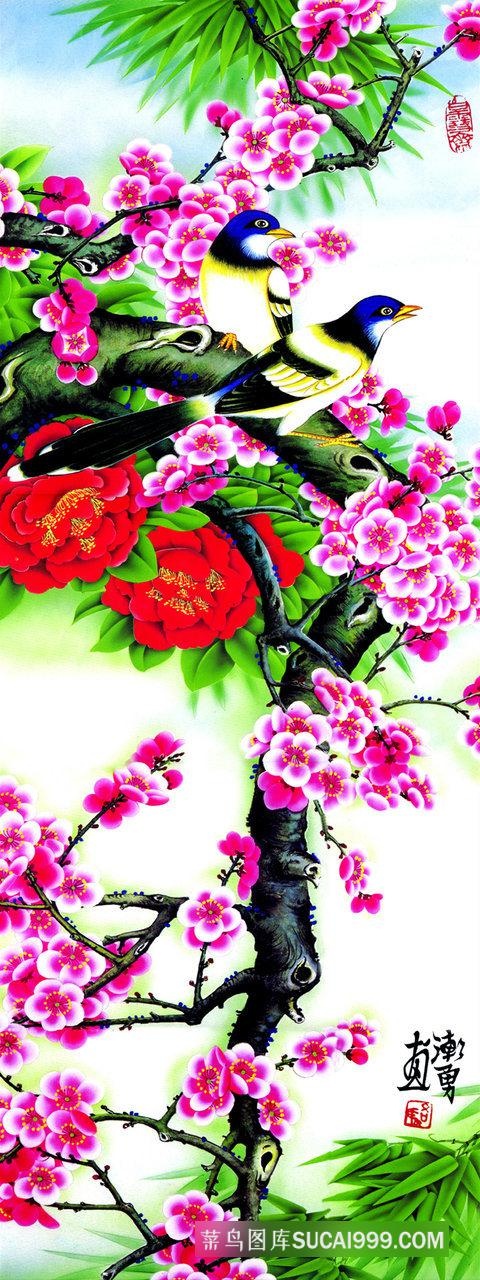 梅花花鸟中式画