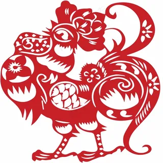 鸡剪纸 剪纸风元素