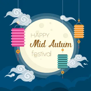 中秋节快乐蓝色背景