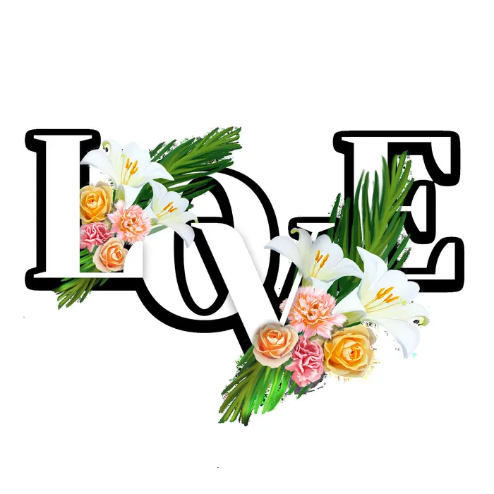 设计love字装饰情人节psd模版下载