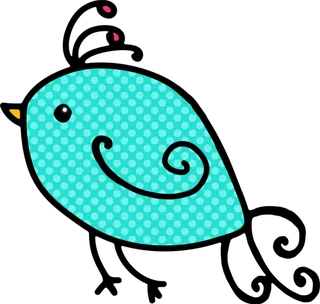 蓝色小鸟卡通线条画素材