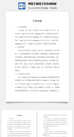 高级工程师工作总结模板word模板