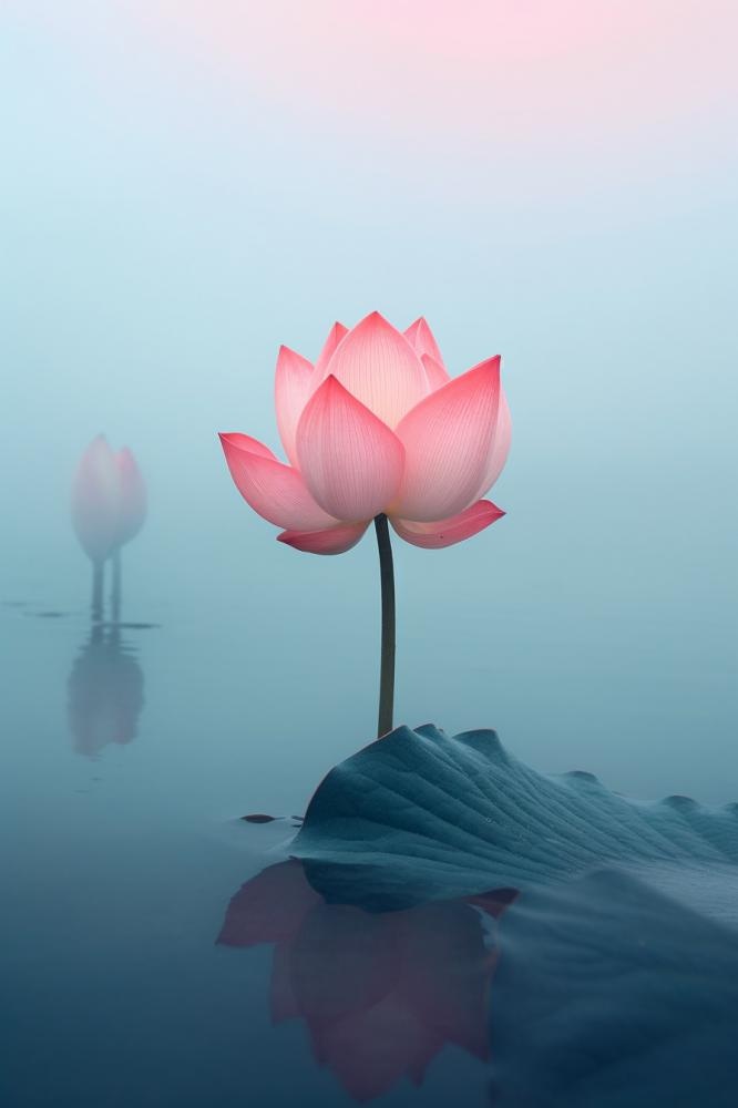 中国风雾面荷花粉色大气背景