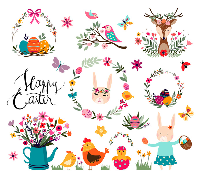 复活节装饰元素插画可爱清新风格贴纸(5)