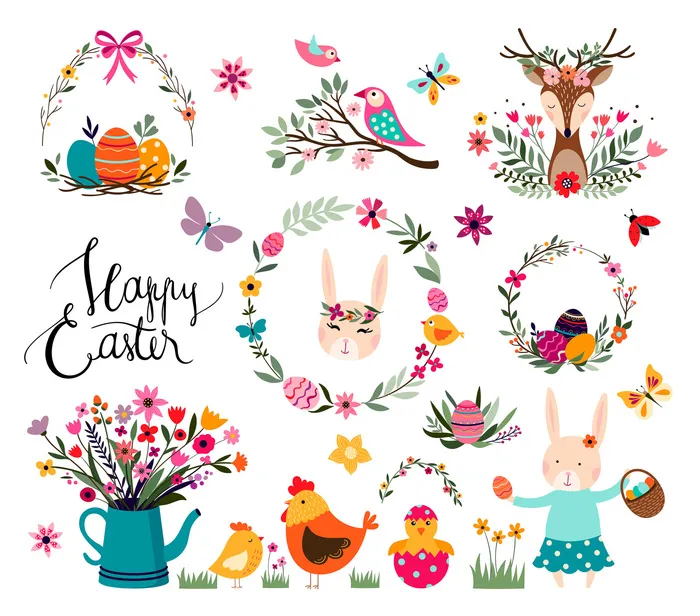 复活节装饰元素插画可爱清新风格贴纸(5)