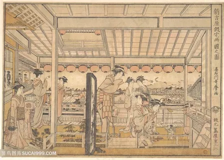 喜多川歌磨手绘室内美女艺术挂画 喜多川歌磨手绘室内美女艺术挂画