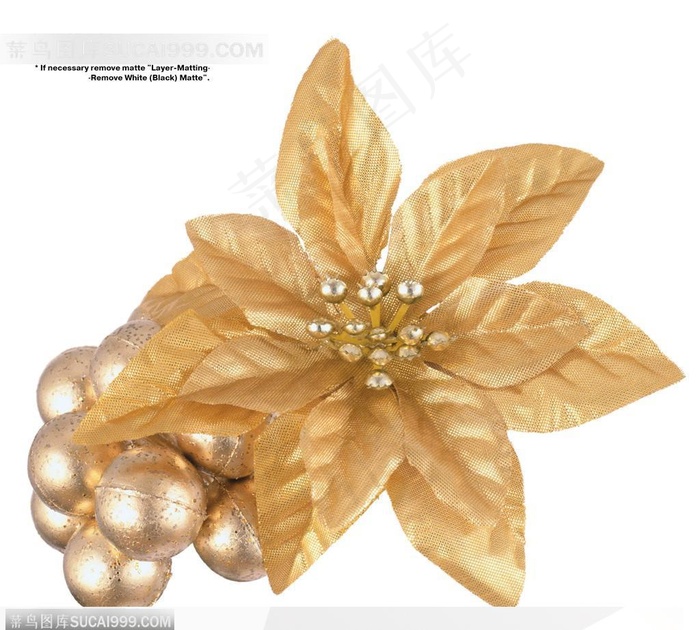 节日饰品-金灿灿的树叶与金蛋