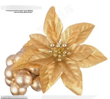 节日饰品-金灿灿的树叶与金蛋