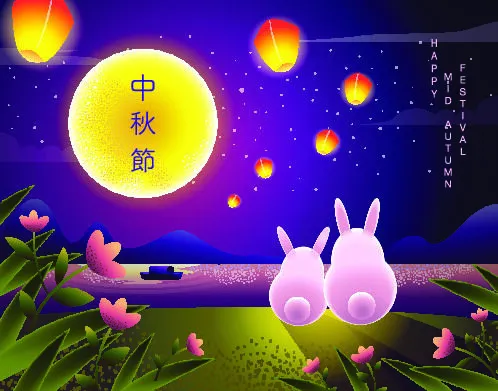设计中秋节背景风景eps,ai矢量模版下载