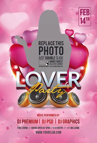 爱情晚会粉色海报