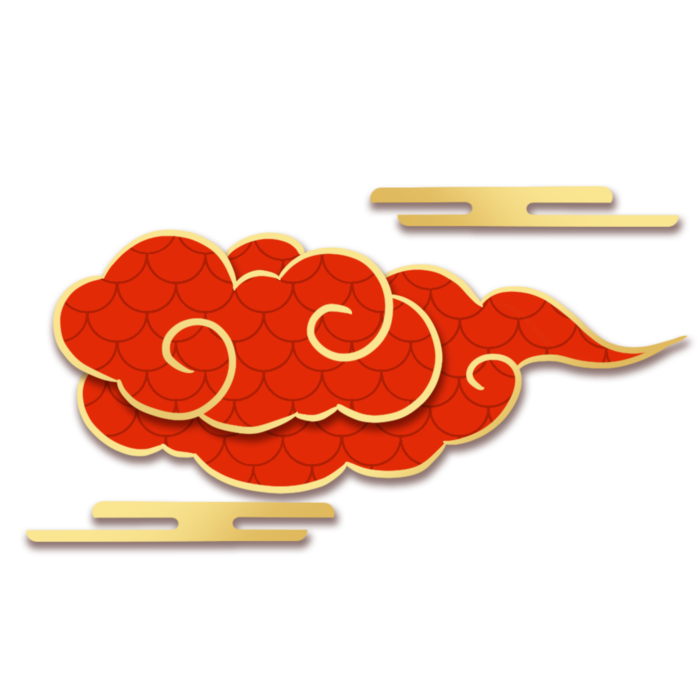大气中国风祥云国潮风金边立体云朵剪纸创意装饰元素PNG免抠素材