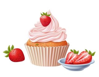 可口冰淇淋草莓美食元素