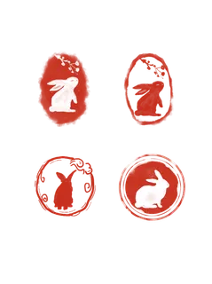 中国风兔年印章传统图案兔子印章