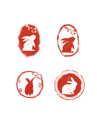 中国风兔年印章传统图案兔子印章