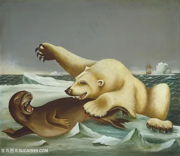 北极熊油画图片 北极熊油画图片