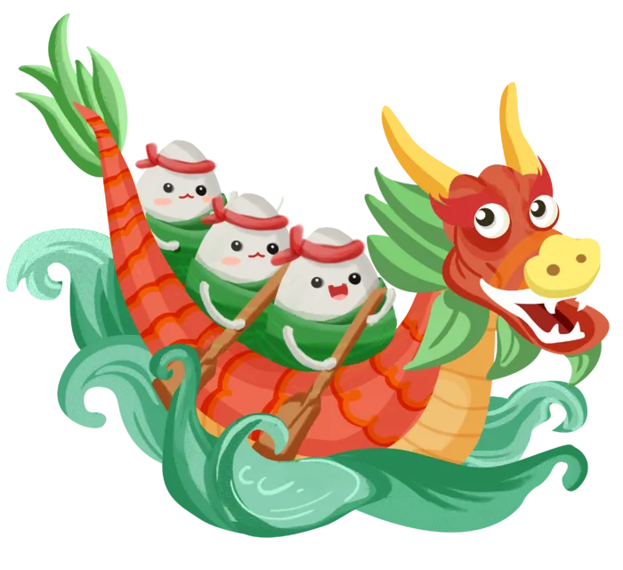 端午节粽子划龙舟插画元素