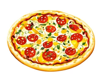 美食手绘插画免扣图-香肠披萨