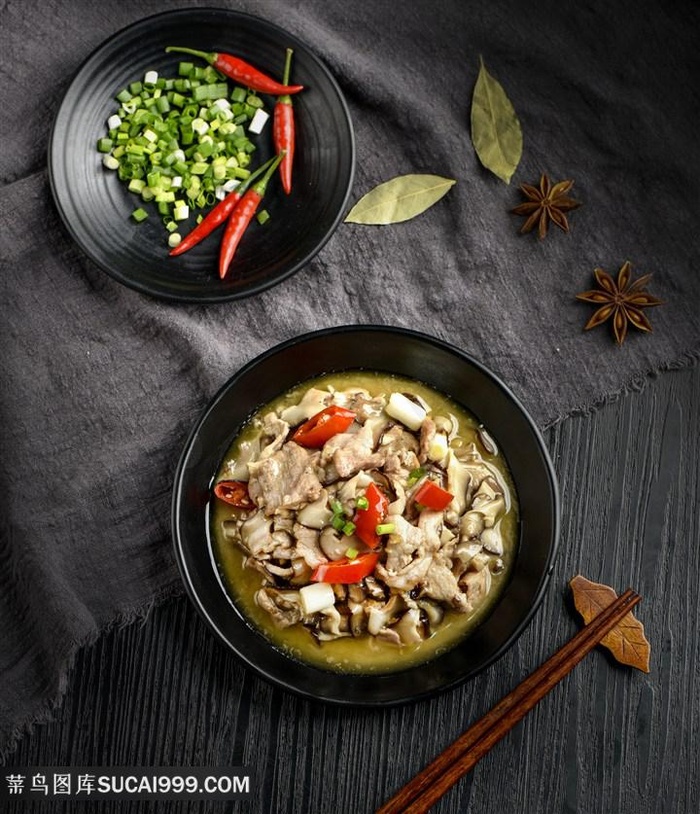 香菇肉片菜肴中华美食