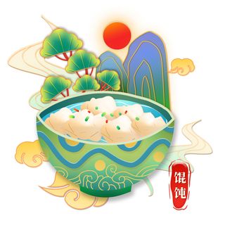 国潮中国风传统小吃食物地方特色菜美食元素插画海报图片素材