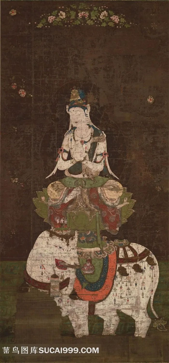 日本佛画《骑象普贤菩萨》