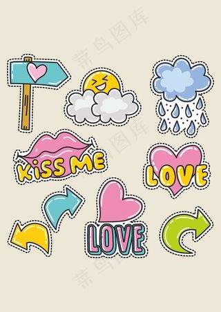 可爱小卡牌 爱心云朵路牌