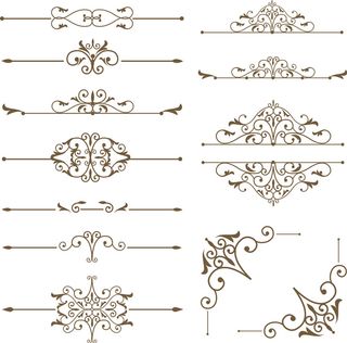 欧式复古线条边框花纹AI矢量LOGO角框花边分割线设计PSD卡片素材