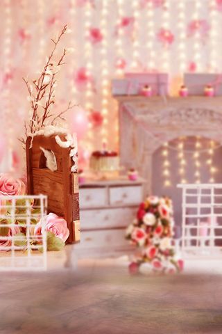 梦幻粉色花卉玄关背景