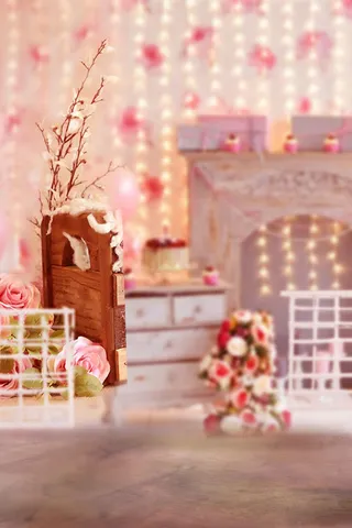 梦幻粉色花卉玄关背景