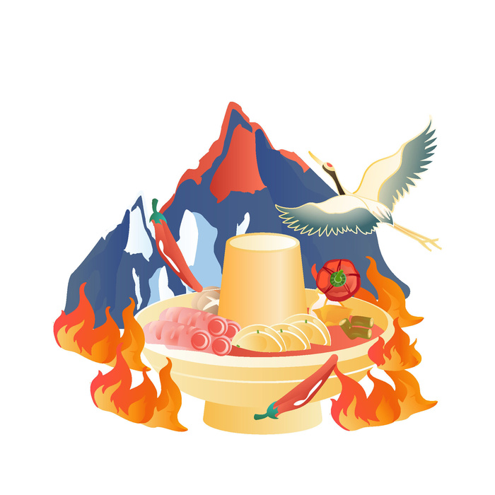 国潮中国风传统小吃食物地方特色菜美食元素插画海报图片素材ai矢量模版下载