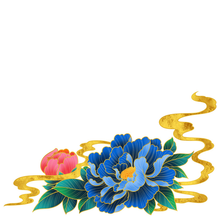 手绘国潮中国风古典牡丹花国花花卉装饰图案PSD设计素材psd模版下载